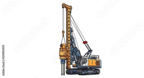 Wallpaper Mural Drilling rig machine illustration for construction equipment and foundation engineering projects Torontodigital.ca