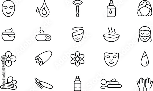 Collection of spa and beauty treatment icons silhouette