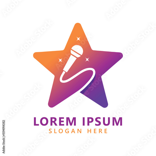 Star karaoke logo template design vector