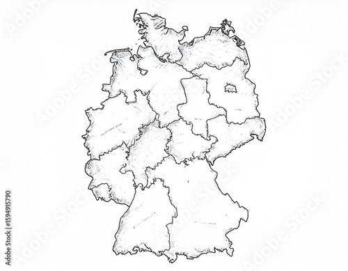 Detailed Hand-Drawn Map of Germany with Federal States