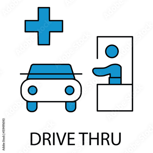 Transfer And Service Vector Icon For Drive Thru