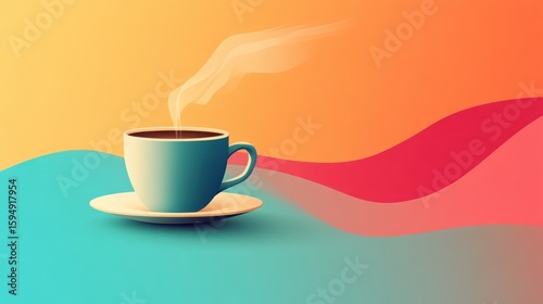 Colorful coffee cup graphic design