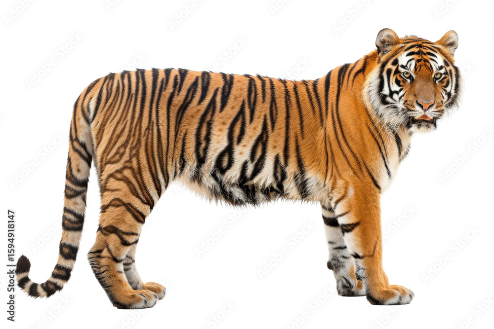 Fototapeta premium Bengal tiger mid-step with balanced graceful walking motion