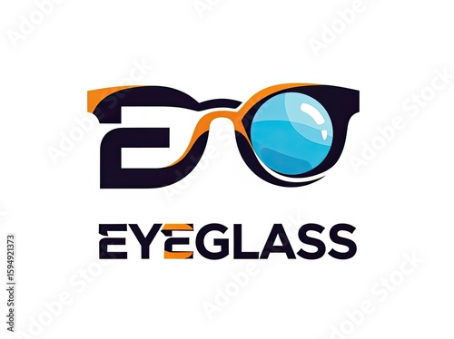 Eyeglass Vision Logo: A modern, stylized eyeglass logo with an abstract design, ideal for optometry clinics, eyewear brands, or vision care services.