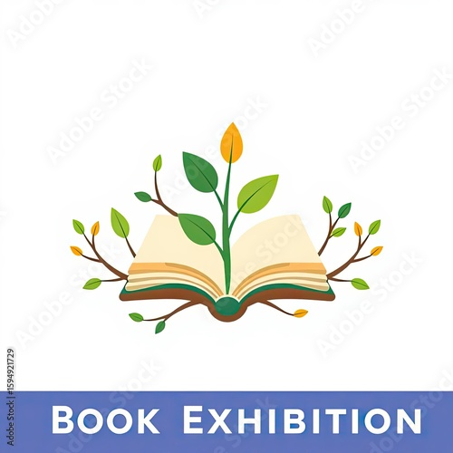 Educational Growth Logo: A stylized open book with a growing tree, ideal for educational institutions, environmental initiatives, or literary events.
