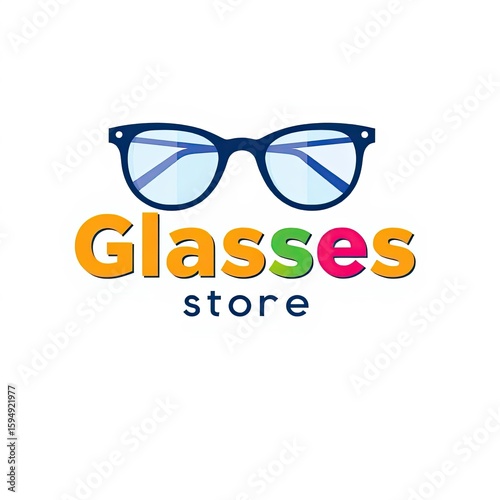 Stylish Glasses & Text: A vibrant graphic featuring modern eyeglasses above bold, colorful 
