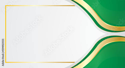 Abstract green gold wave background for certificate, charter and award