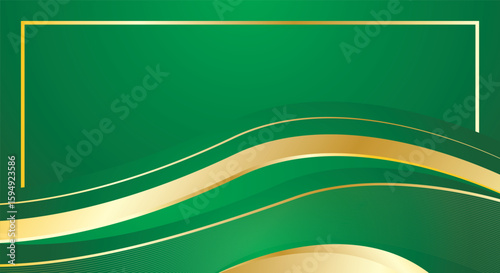 Abstract gradient green gold wave background for certificate, charter and award