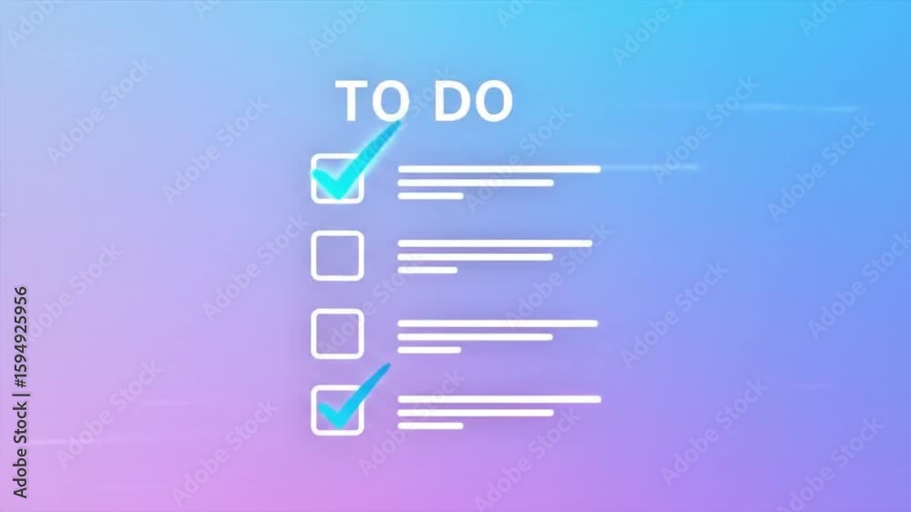 To do list with checkmark on pink and purple gradient background graphic