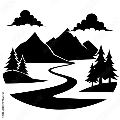 Black Lake & River Vector