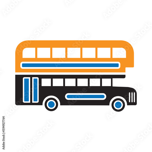 orange and black double decker bus icon clip art preview