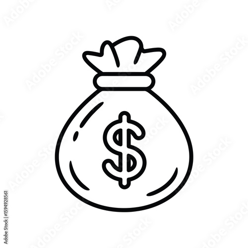 Simple line art of a money bag with a dollar sign