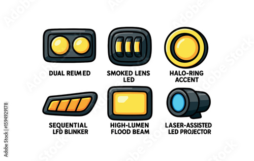 Car led headlights collection: dual, smoked, halo-ring, sequential, high-lumen, laser-assisted