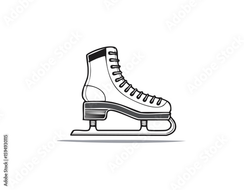 ice skates icon vector illustration.shoe, sport, boot, ice, illustration, skate, vector, winter, clip art, black and white, figure, foot, lace, leather, pair, footwear, skating, blade, celebration, 