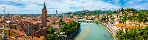 Cuadro en lienzo View of Ponte Pietra, Verona’s ancient Roman stone bridge crossing the Adige Riv