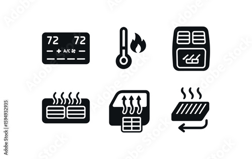 Car climate control icons: temperature, airflow, and heating symbols