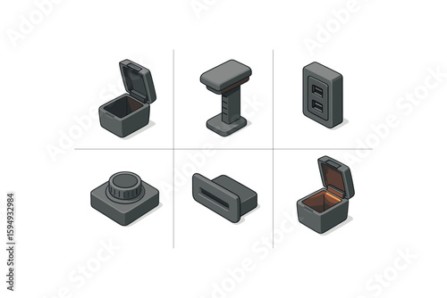 Car interior features: console, armrest, usb ports, dial controller, coin tray, light-lined console