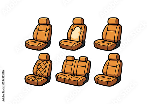 Beige car seat covers with glitch effect and quilted pattern
