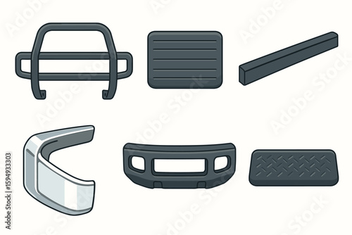 Car bumper and guard illustrations collection