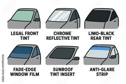 Car window tint types illustration