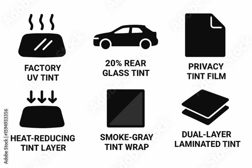 Car window tint options: factory uv, 20% rear glass, privacy, heat-reducing, smoke-gray, dual-layer