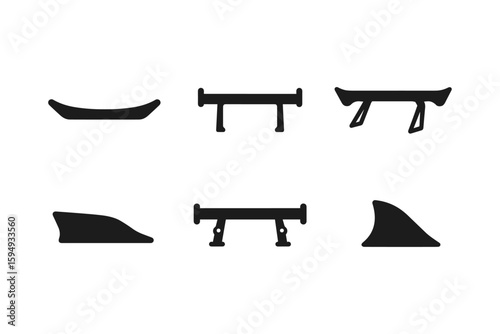 Minimalist black car spoiler icons on white background