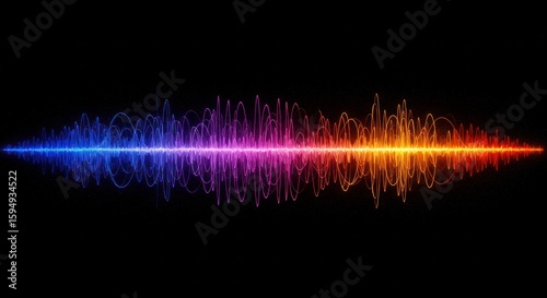 Abstract colorful sound wave visualization on black background.