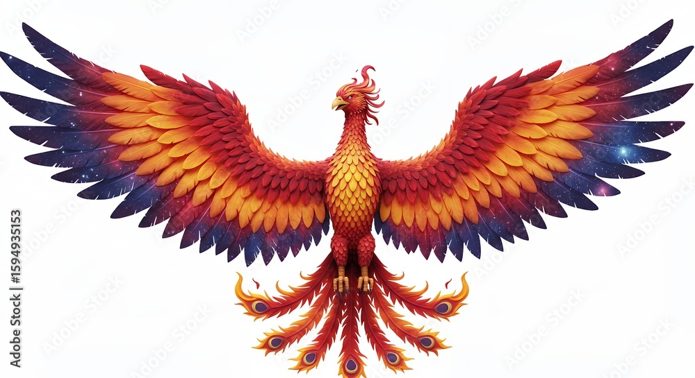 Obraz premium Majestic phoenix illustration against white background
