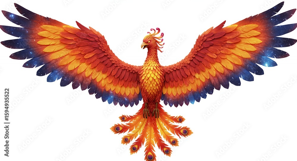 Obraz premium Mythical phoenix illustration graphic design element