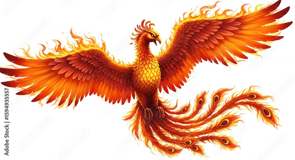 Obraz premium Mythical phoenix illustration graphic design