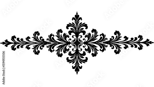 Horizontal floral pattern design with intricate flowers in a classic style