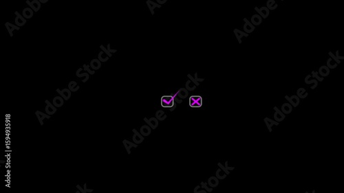abstract neon Check mark icon on green background. Tick mark icon, Right mark icon animation . Tick box, green check mark concept.