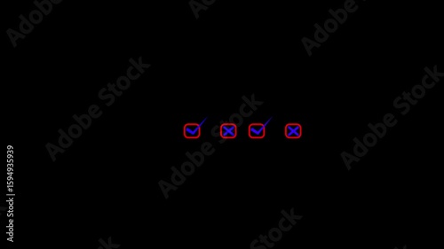 abstract neon Check mark icon on green background. Tick mark icon, Right mark icon animation . Tick box, green check mark concept.