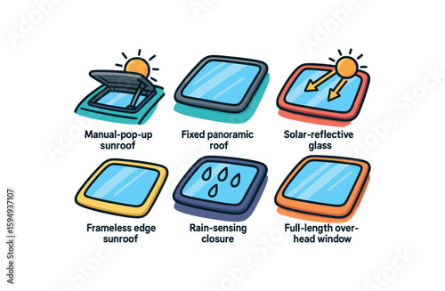 Car sunroof types: manual, panoramic, solar-reflective, frameless, rain-sensing, overhead