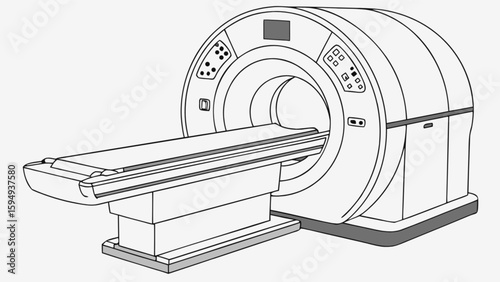 Mri scan machine radiology medical imaging diagnostic tool health care equipment hospital scanner technology drawing