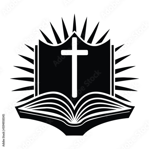 A golden cross is a luminous symbol of faith and spirituality, often depicted as a holy icon in church illustrations and religious designs