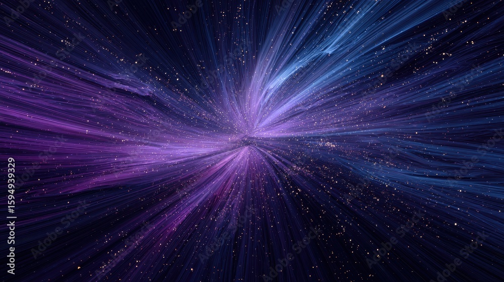 Naklejka premium High quality photo of warp space in space where purple and blue light converges.