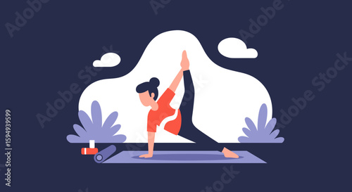 Woman doing yoga pose, perfect for wellness website or brochure.