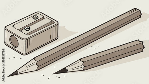 Pencil drawing art supplies illustration: sharpeners and pencils for artists and designers drawing tools