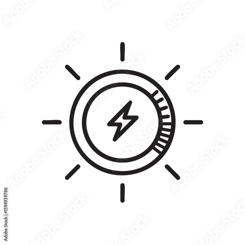 An outline icon showing a sun with a lightning bolt.