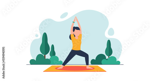 Woman doing yoga outdoors. Perfect for wellness websites, blogs, and health publications.