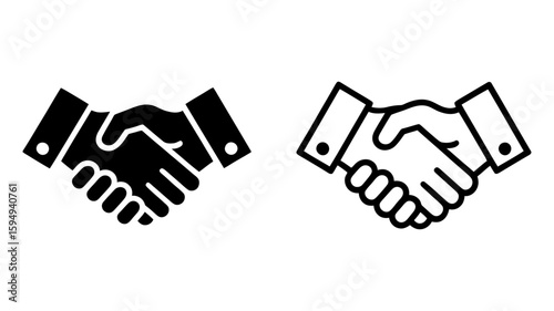 Vector art of two hands shaking in a gesture of agreement and business partnership