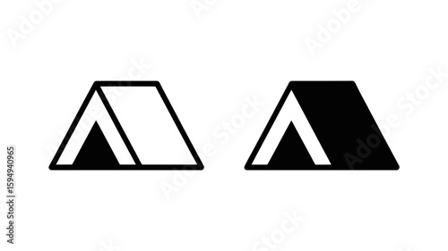 Vector art of tent icon in black and white