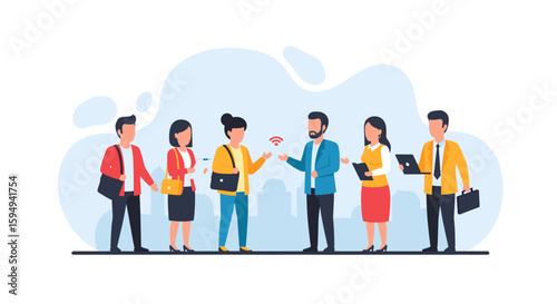 Diverse business professionals networking and collaborating, ideal for website banners, presentations, and marketing materials.