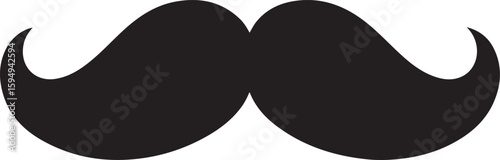 Classic Moustache Icon in Black Silhouette Style Vector