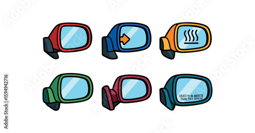 Car side mirrors collection in various designs and styles