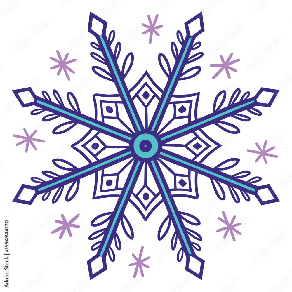 Glowing neon snowflake, a futuristic vector in blue and purple, for vibrant winter art. Glowing neon snowflake, a futuristic vector in blue and purple, for vibrant winter art.