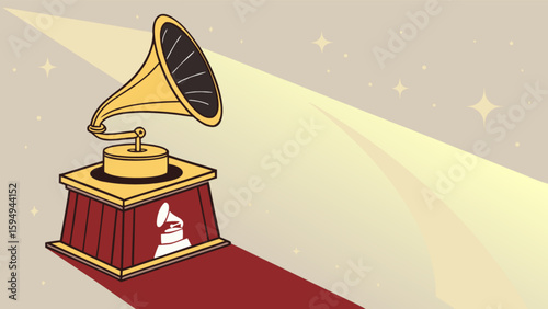Grammy award vintage phonograph music award show red carpet event illustration for music industry events