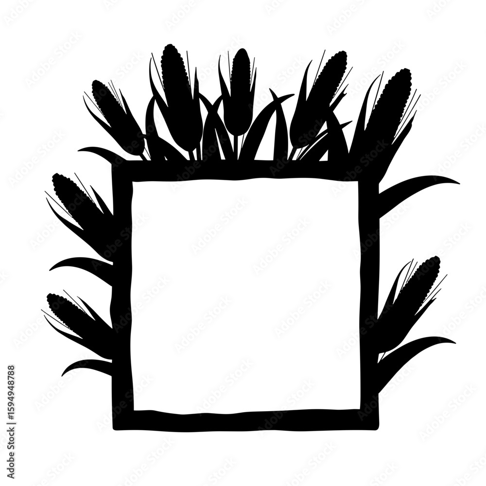 Fototapeta premium Silhouette corn frame for Thanksgiving harvest celebration, rustic decor