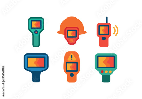 Collection of infrared thermographic devices with color screens and diverse designs